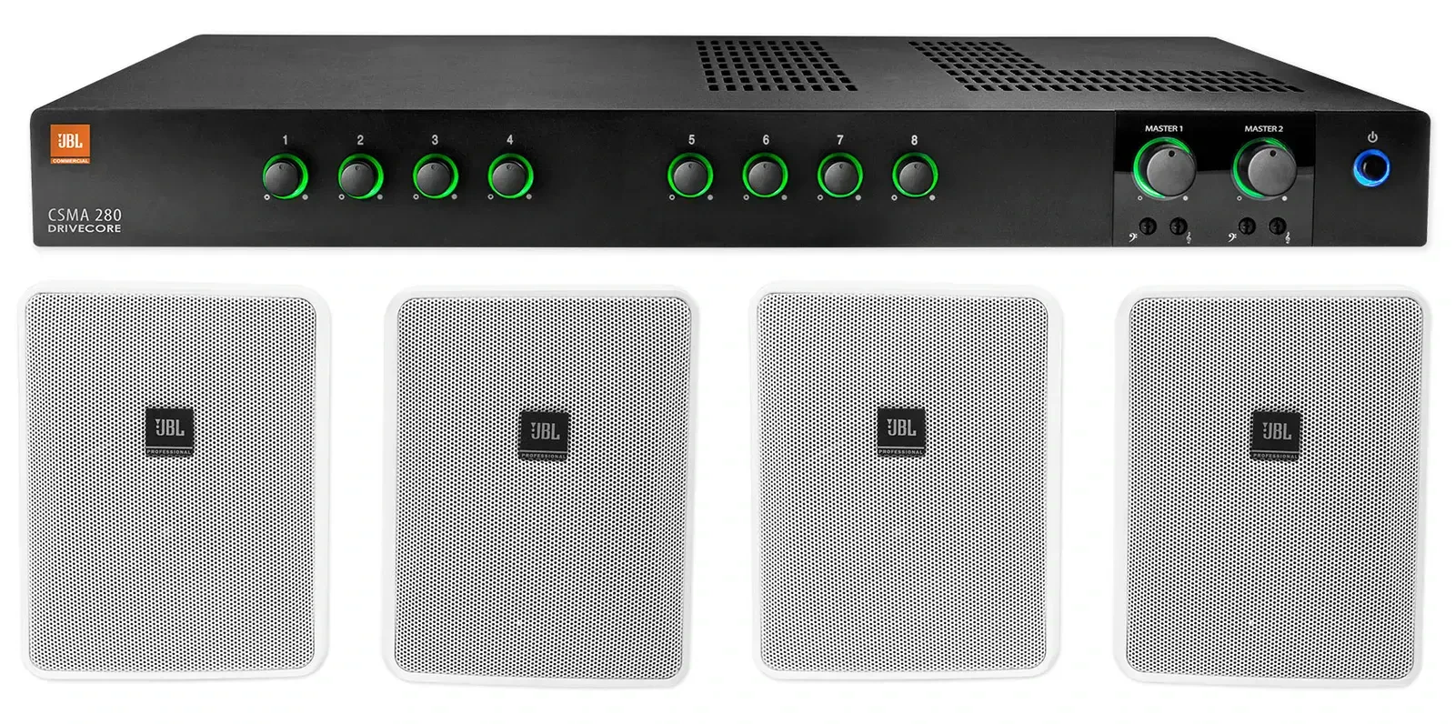 Настенная акустика JBL Control 25-1 White с усилителем (4 штуки)