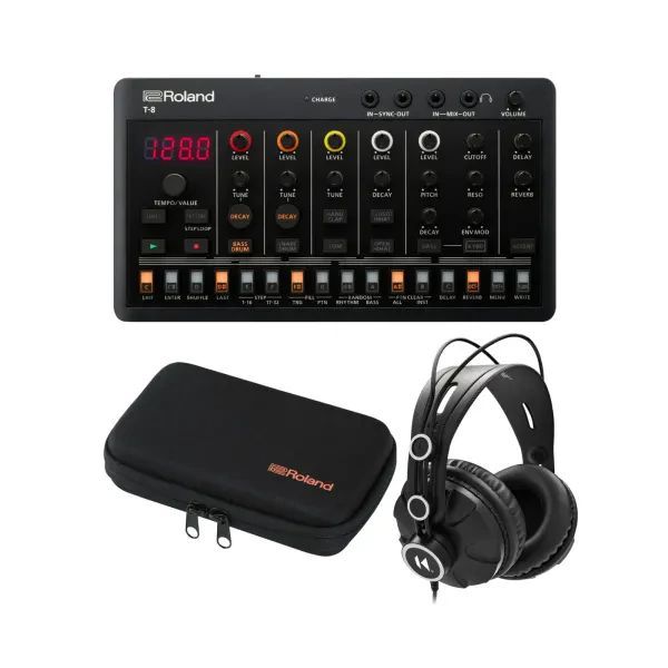 Roland T 8 AIRA Compact Beat Ultra Portable Bass Machine w Case and Headphones