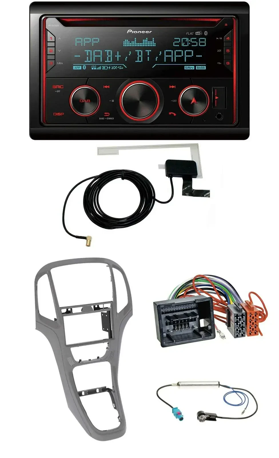 Автомагнитола Pioneer 2DIN MP3 DAB USB CD Bluetooth для Opel Astra J (с 2009), титаново-серый
