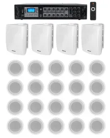 4) 5.25" White Wall+20) 5" Ceiling Speakers+Commercial Amp 4 Restaurant/Office