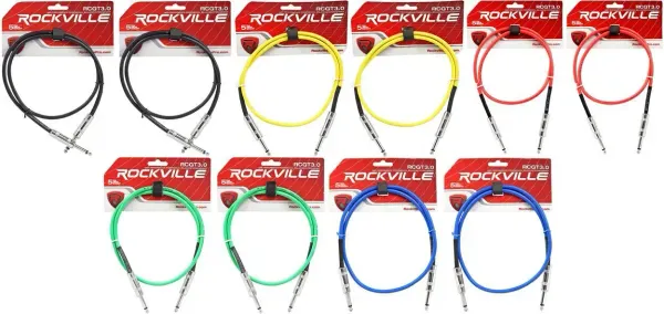 Инструментальный кабель Rockville RCGT3.0 Multicolor 0.9 м (10 штук)