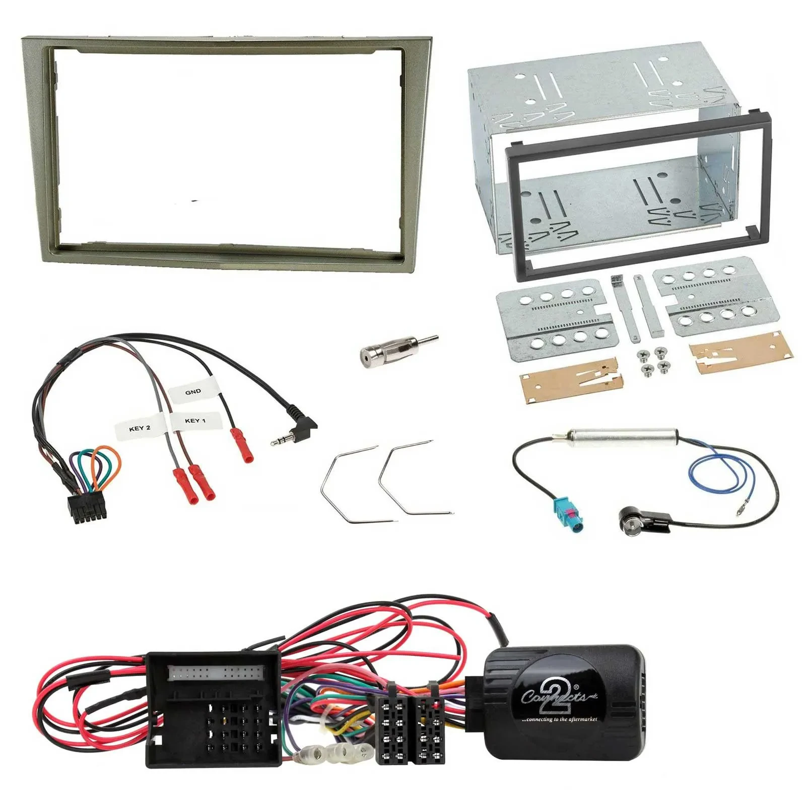 Установочный комплект Caraudio24 для Opel Corsa D (2009–2014) 2-DIN, цвет Satin Stone, с адаптером управления на руле