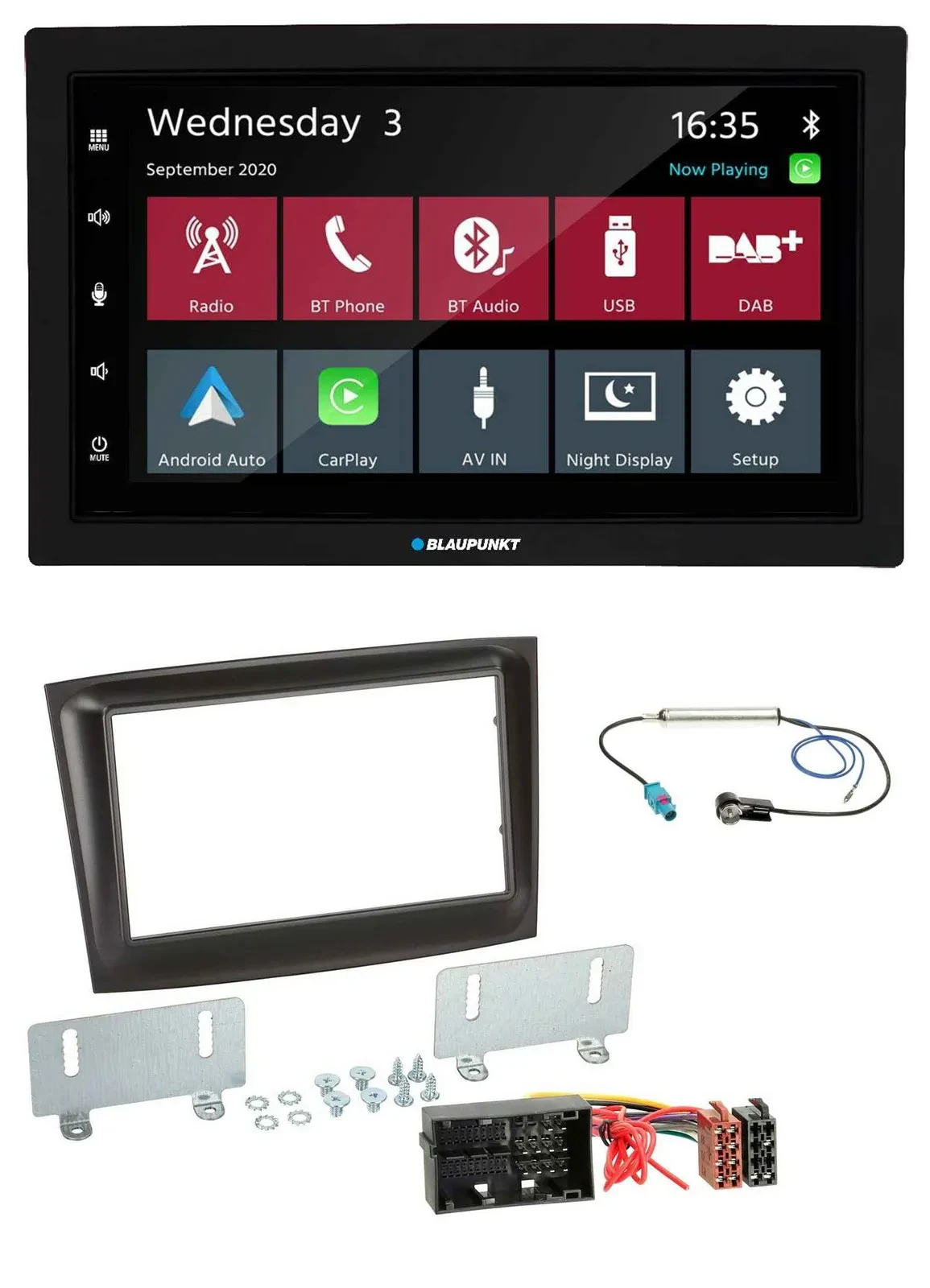 Blaupunkt DAB Bluetooth USB MP3 2DIN Autoradio für Fiat Doblo ab 2015 schwarz