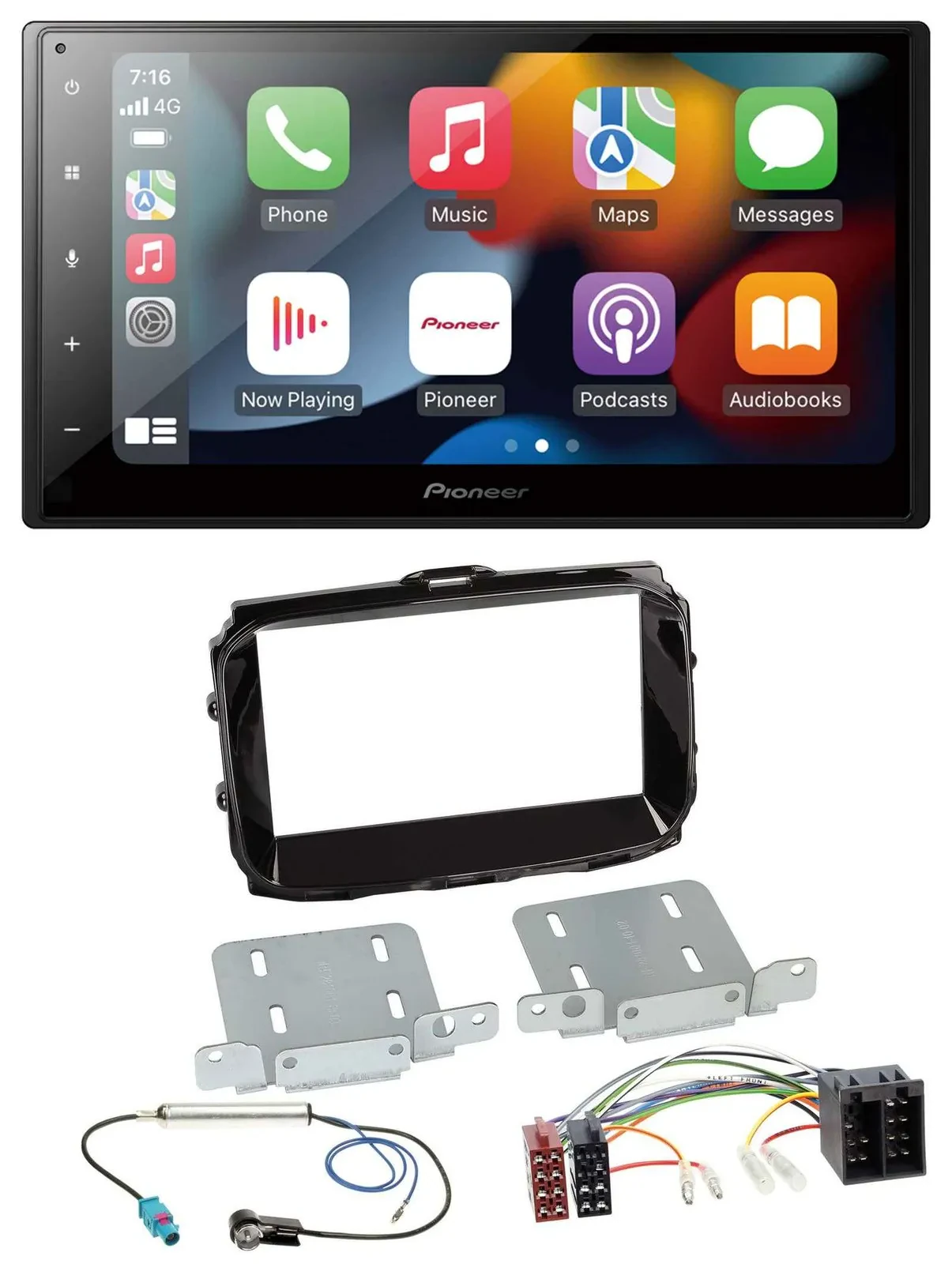 Автомагнитола Pioneer 2-DIN, DAB, Bluetooth, USB, MP3, для Alfa Romeo (ISO, с 2013), черный глянец