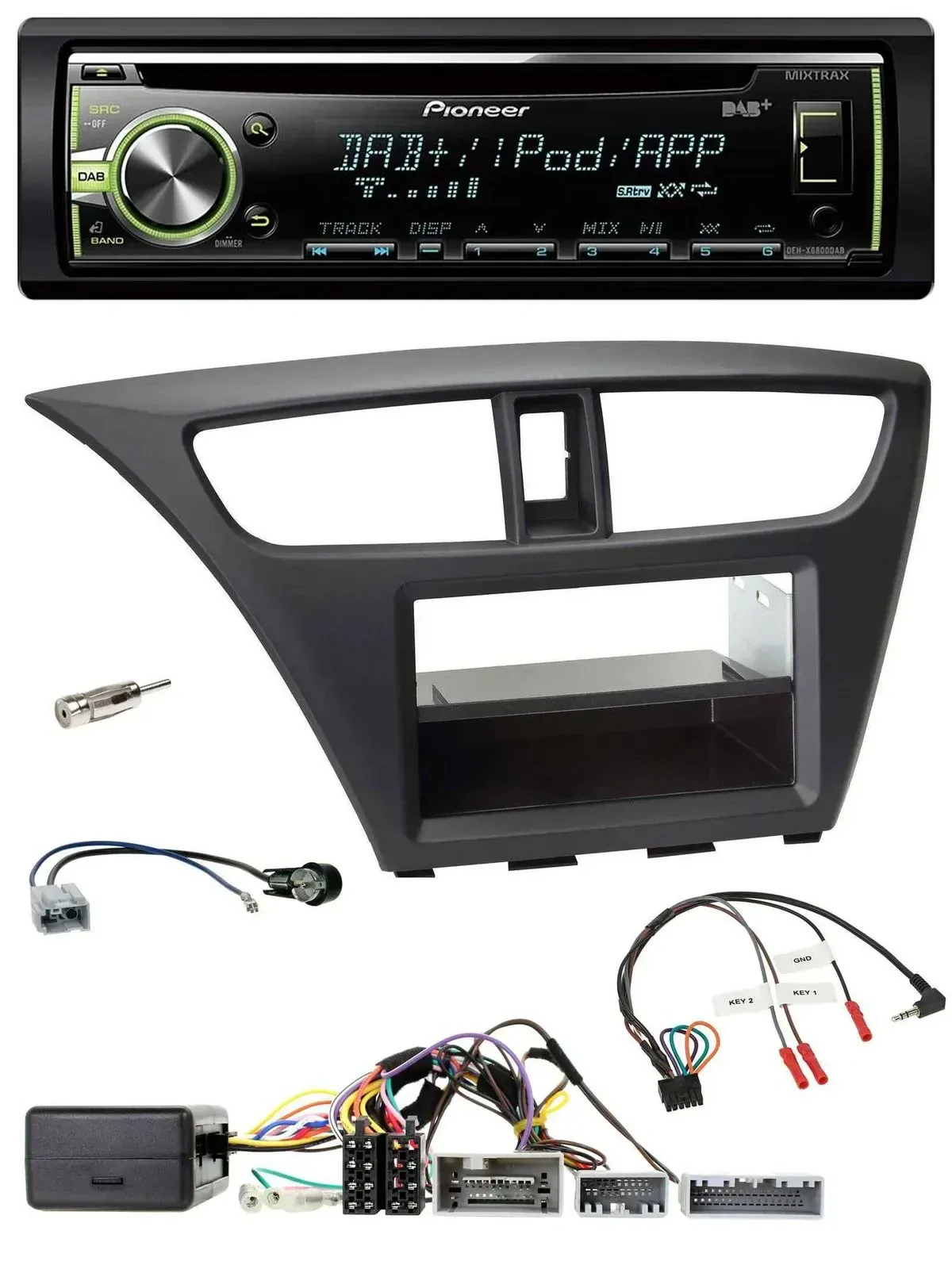 Автомагнитола Pioneer DAB USB MP3 CD для Honda Civic (с 2012), поддержка управления с руля