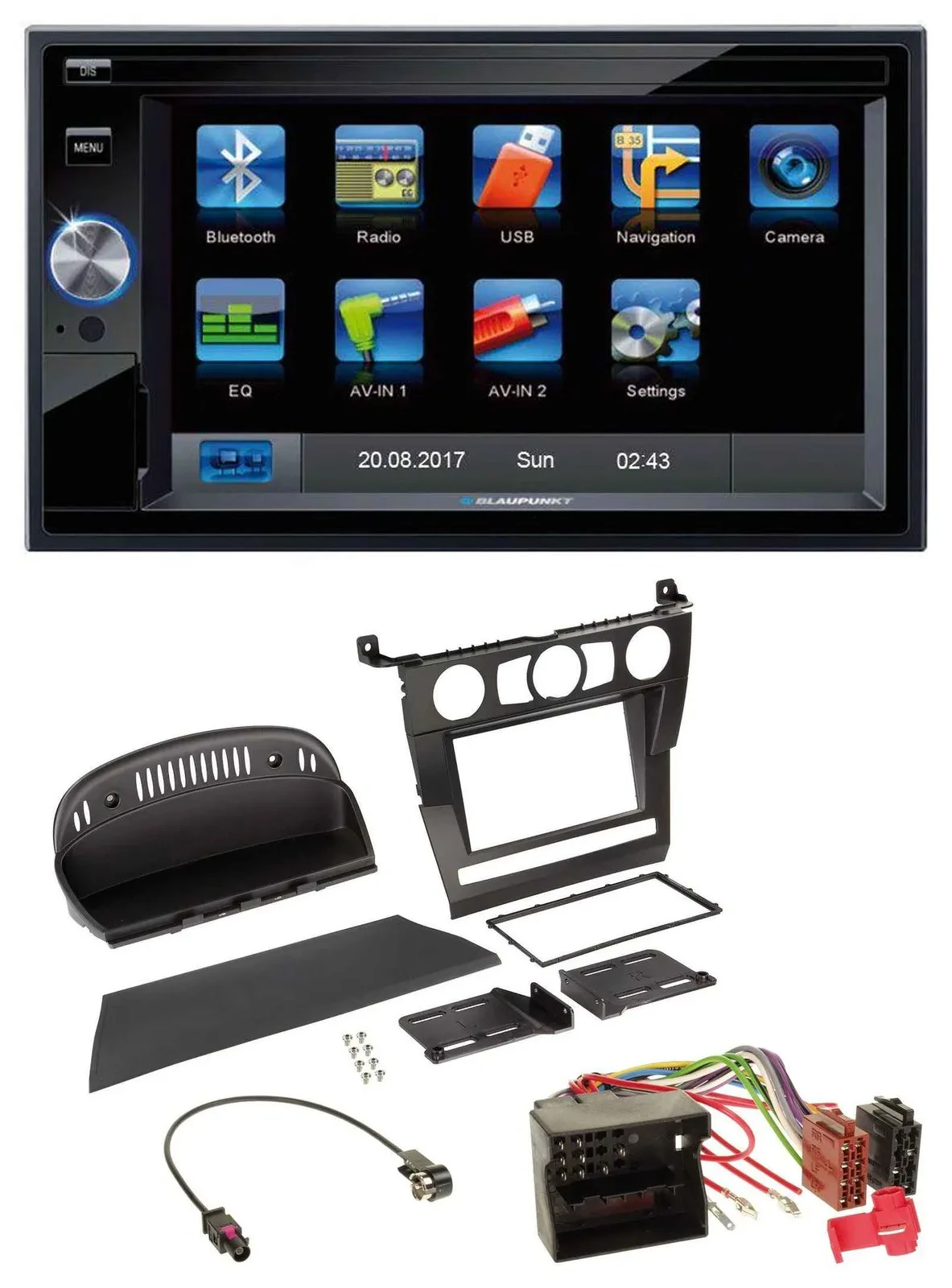 Blaupunkt SD Bluetooth 2DIN MP3 USB AUX Autoradio für BMW 5er (E60, 2003-2007)