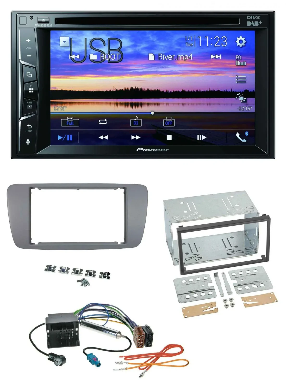Автомагнитола Pioneer 2 DIN Bluetooth USB DVD DAB MP3 для Seat Ibiza (с 2008)