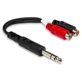 Коммутационный кабель Hosa Technology 6" Stereo 1/4" Male to Two RCA Female Y-Cable #YPR102