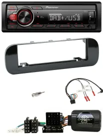 Автомагнитола Pioneer 1DIN DAB USB, поддержка управления на руле, для Fiat Panda (2012–2020), черный глянец