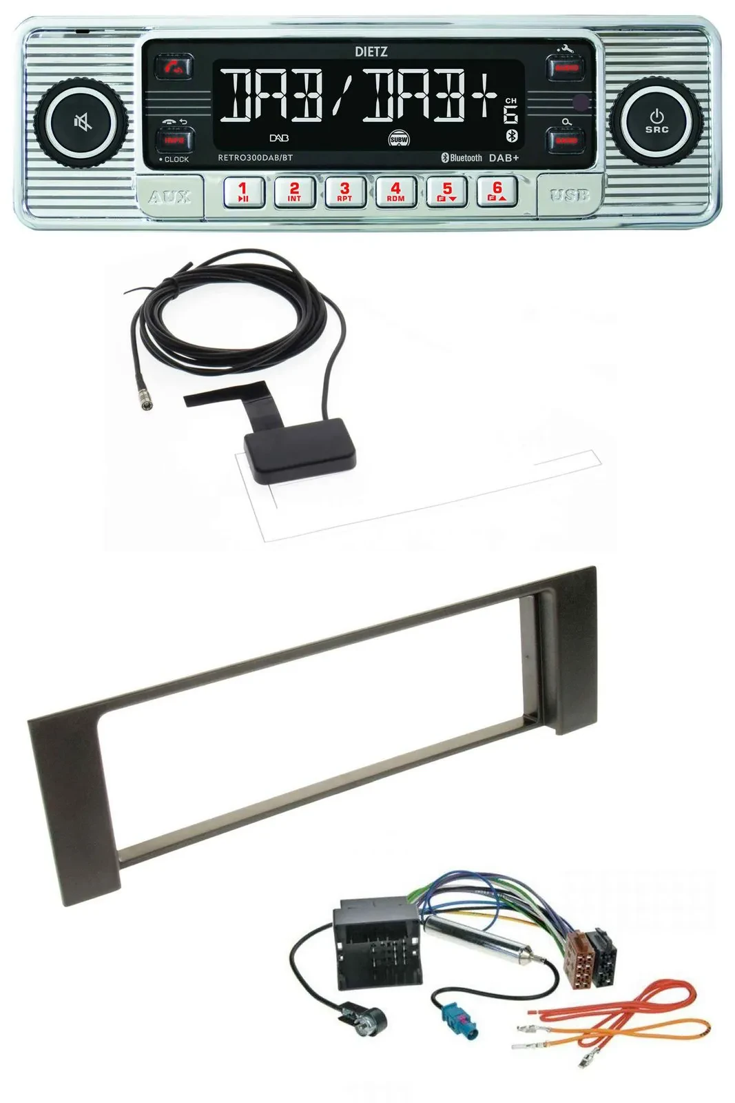 Dietz Bluetooth USB MP3 DAB Autoradio für Audi A4 00-04 B6 Quadlock Fakra
