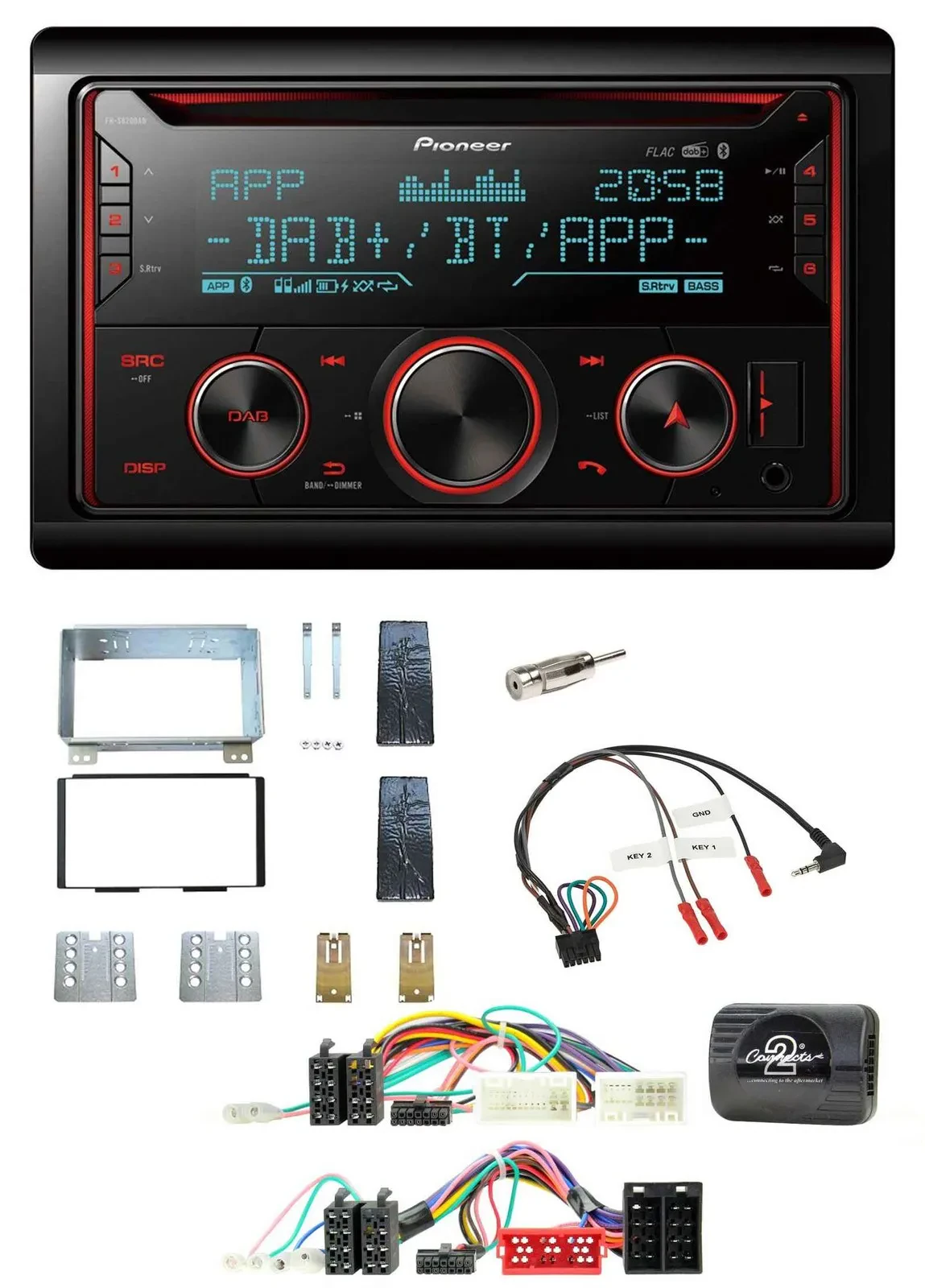 Автомагнитола Pioneer 2-DIN, DAB, Bluetooth, USB, CD, поддержка кнопок на руле, для KIA Carnival II (VQ) 2006–