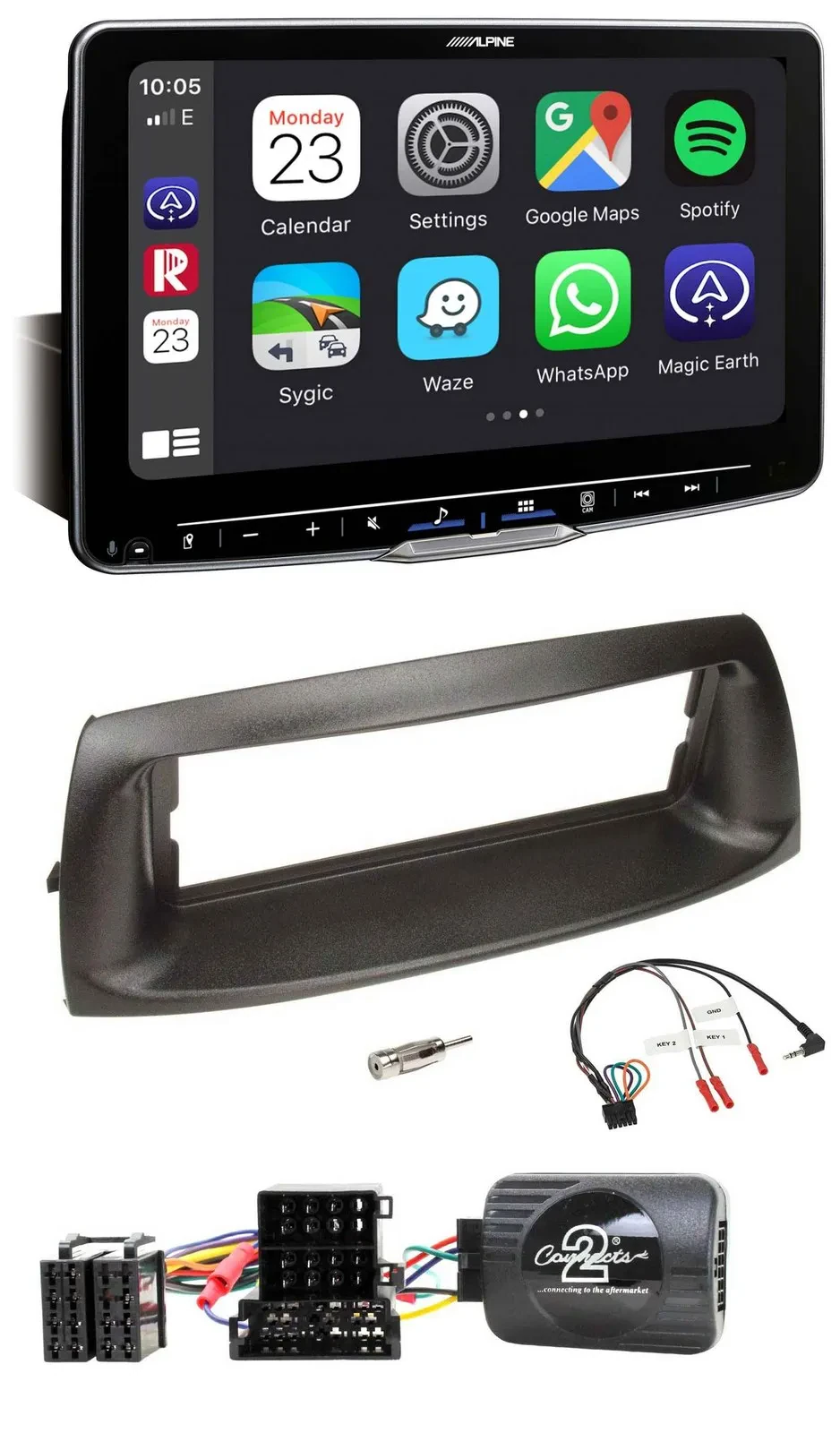 Автомагнитола Alpine Bluetooth, USB, DAB для Fiat Punto 1999–2005