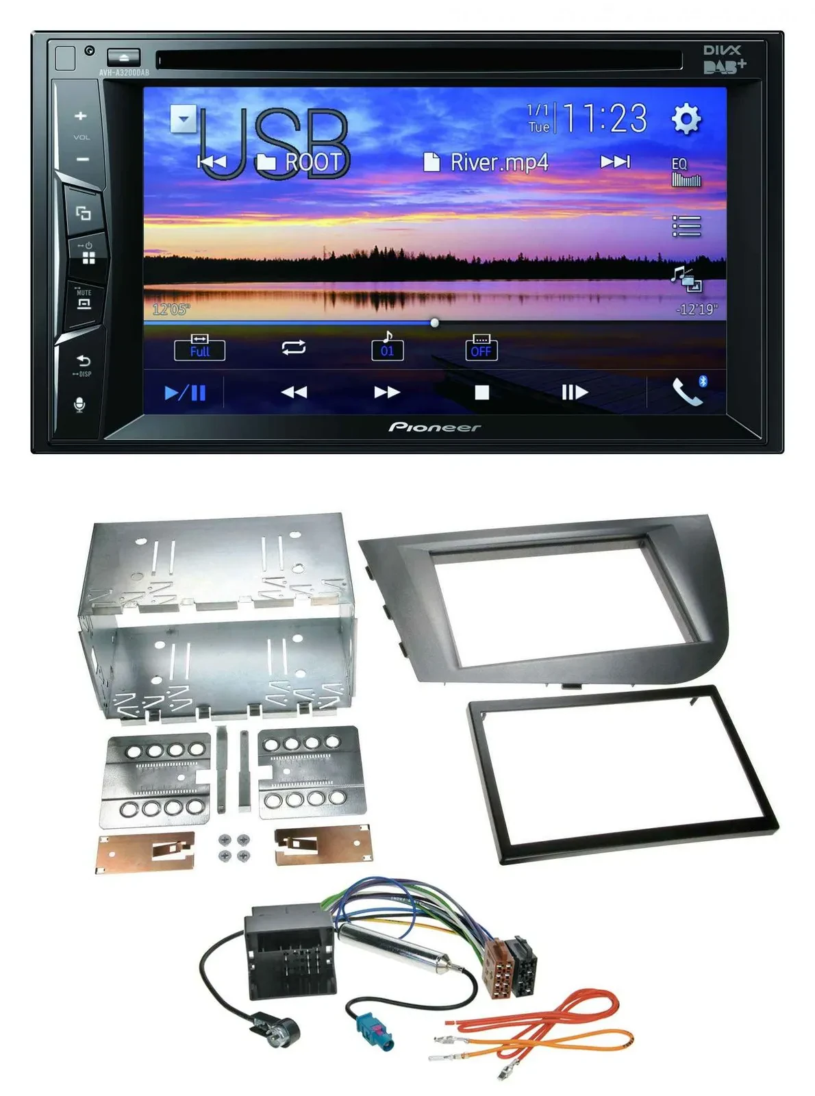 Pioneer Bluetooth 2DIN USB DVD DAB MP3 Autoradio für Seat Leon 2005-2009 silber