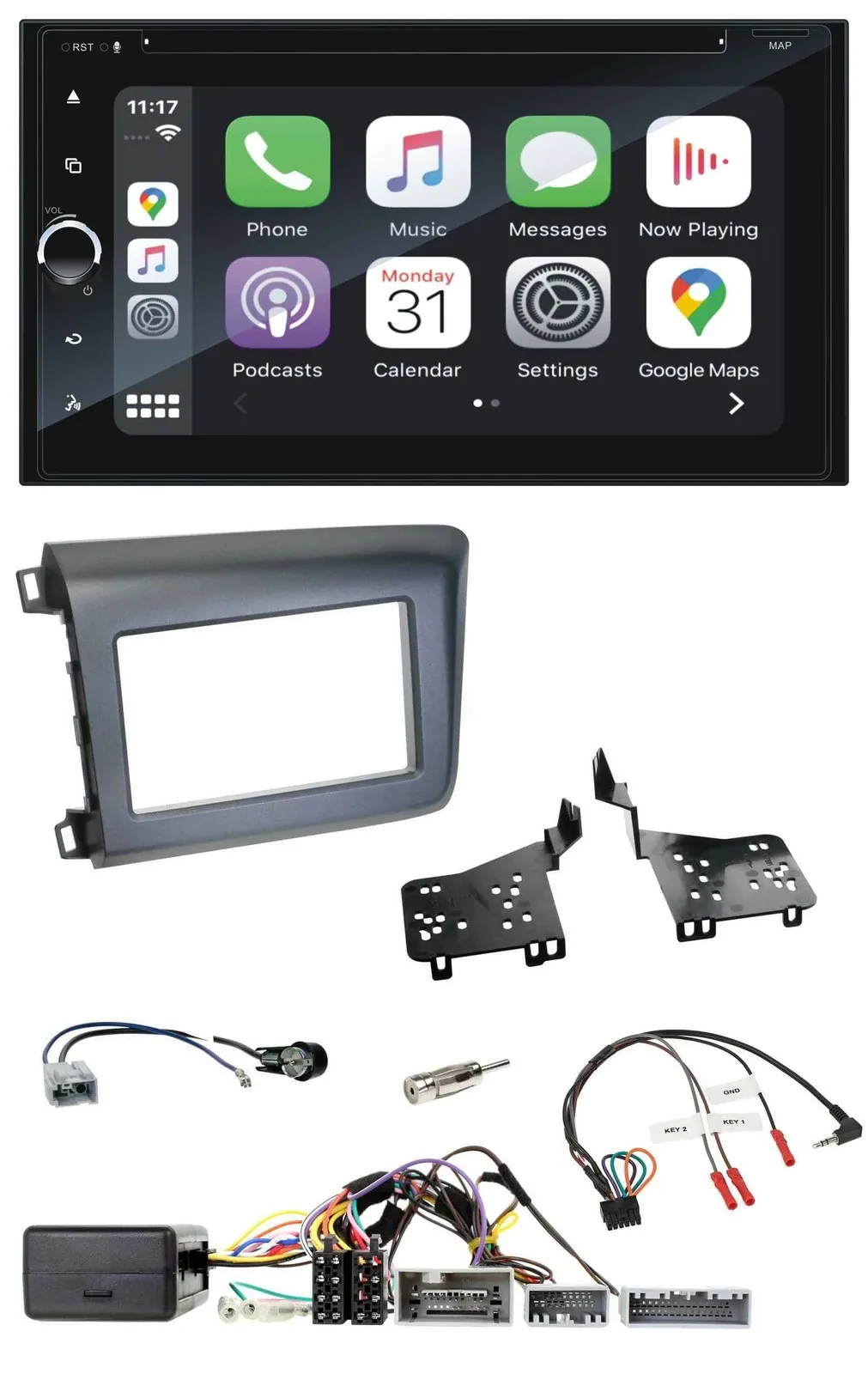 Blaupunkt DAB Lenkrad TMC Bluetooth USB 2DIN Navigation für Honda Civic US Model