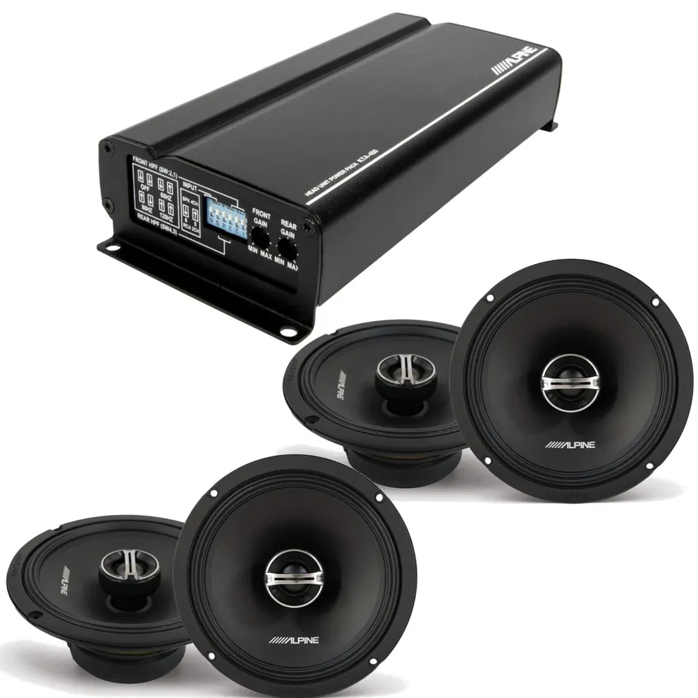 Alpine KTA-450 Power Pack Amplifier + 2 Pairs Alpine DM-65-G 6.5" Speakers
