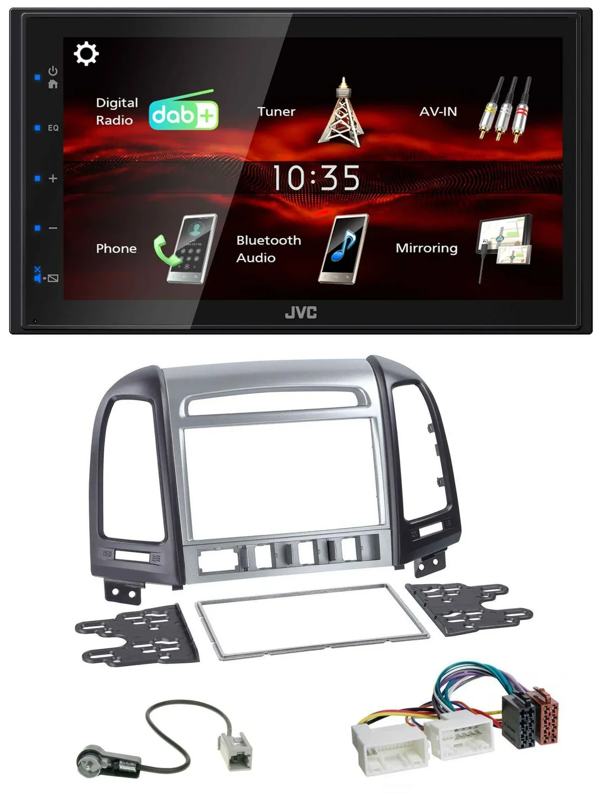JVC USB Bluetooth MP3 DAB 2DIN Autoradio für Hyundai Santa Fe 4 Schalter ab 11
