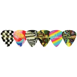 D'Andrea Multi-Color Assortment Celluloid Guitar Picks - 351 Shape, MEDIUM, 7...