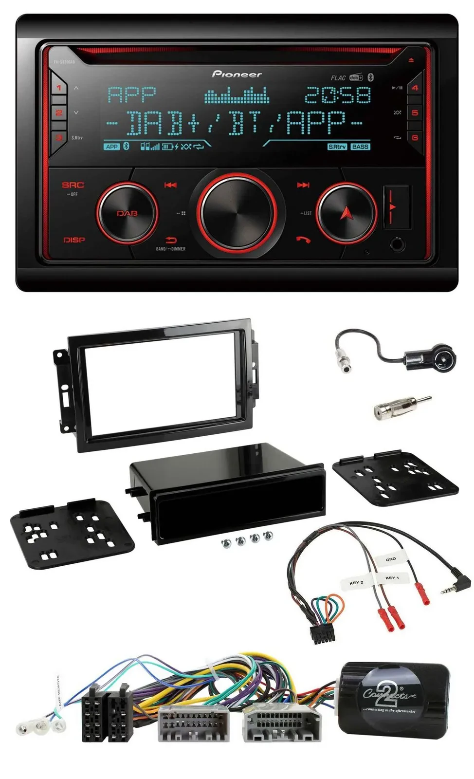 Pioneer 2DIN DAB Lenkrad Bluetooth USB CD Autoradio für Dodge Jeep