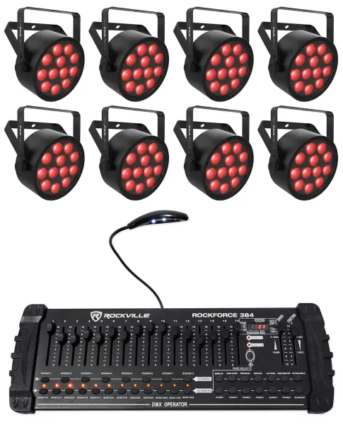 Светодиодный прибор Chauvet DJ SlimPAR T12 ILS RGB LED D-Fi USB с DMX-пультом (8 штук)