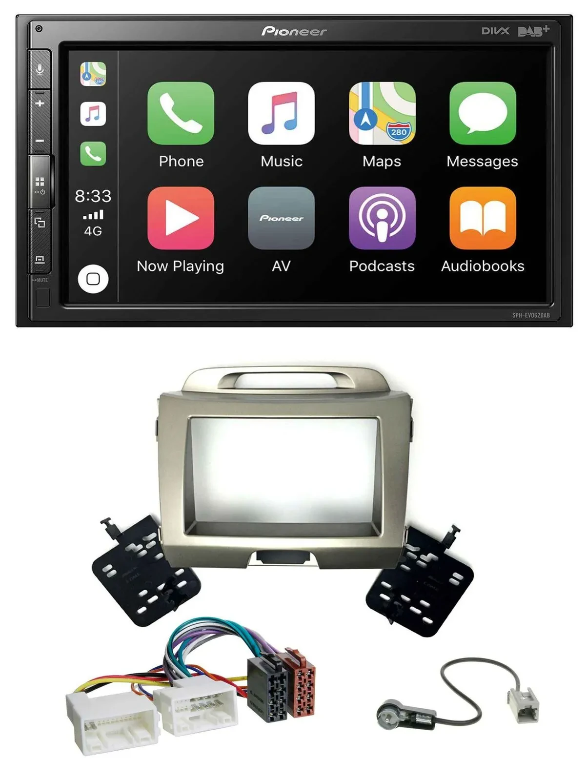 Pioneer USB MP3 DAB 2DIN Bluetooth Autoradio für Kia Sportage 3 SL 10-15 silber