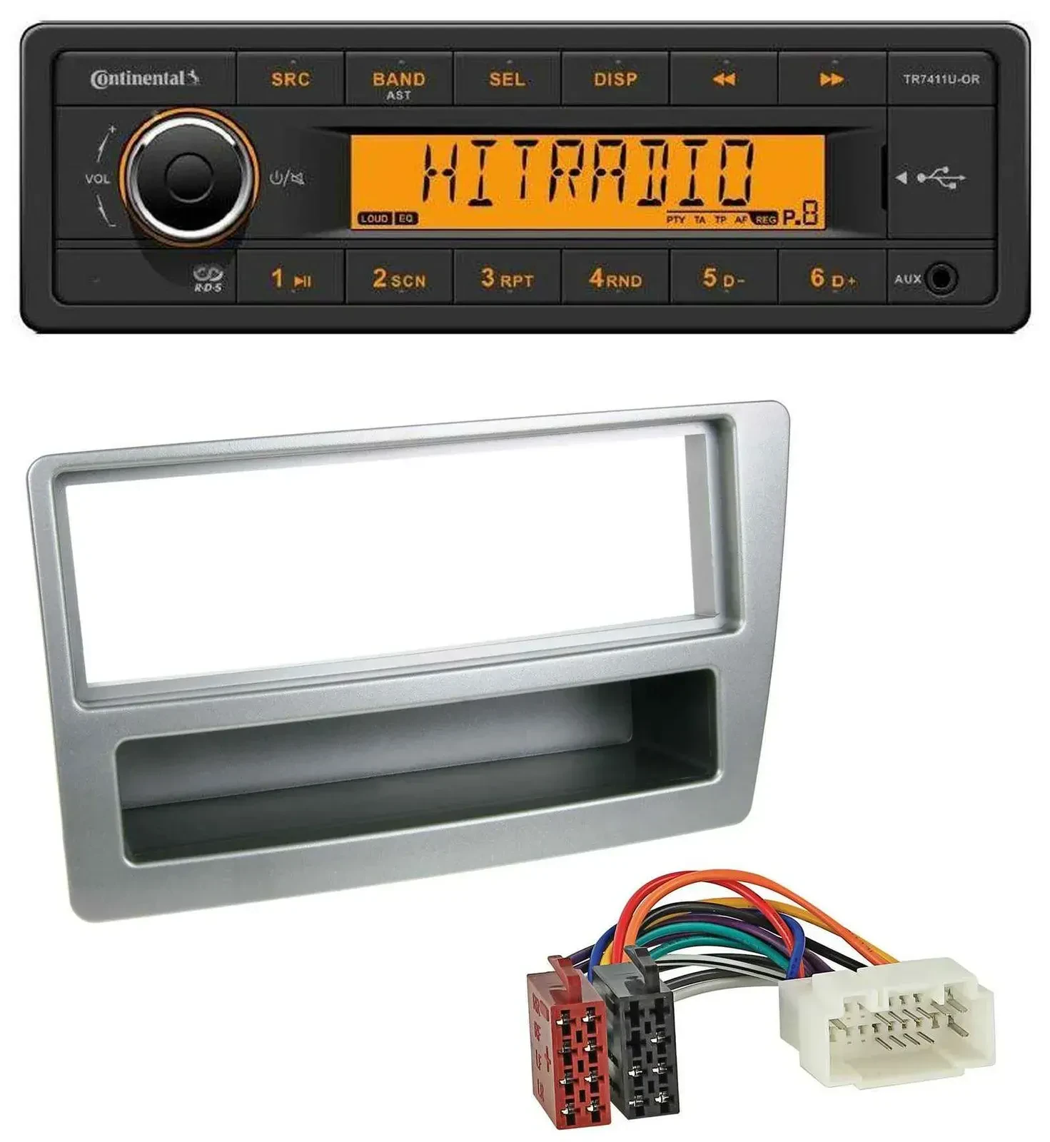 Continental 1DIN USB AUX MP3 Autoradio für Honda Civic 04-06 silber autom. Klima