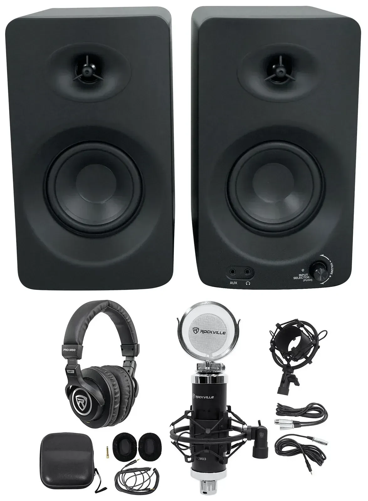 Широкополосная акустическая система Rockville ASM4 Black с аксессуарами (пара)
