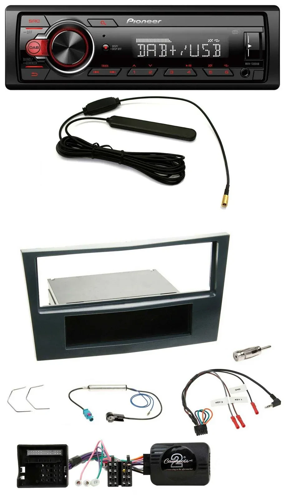 Автомагнитола Pioneer 1-DIN DAB USB для Opel Corsa D (2006–2008) черная