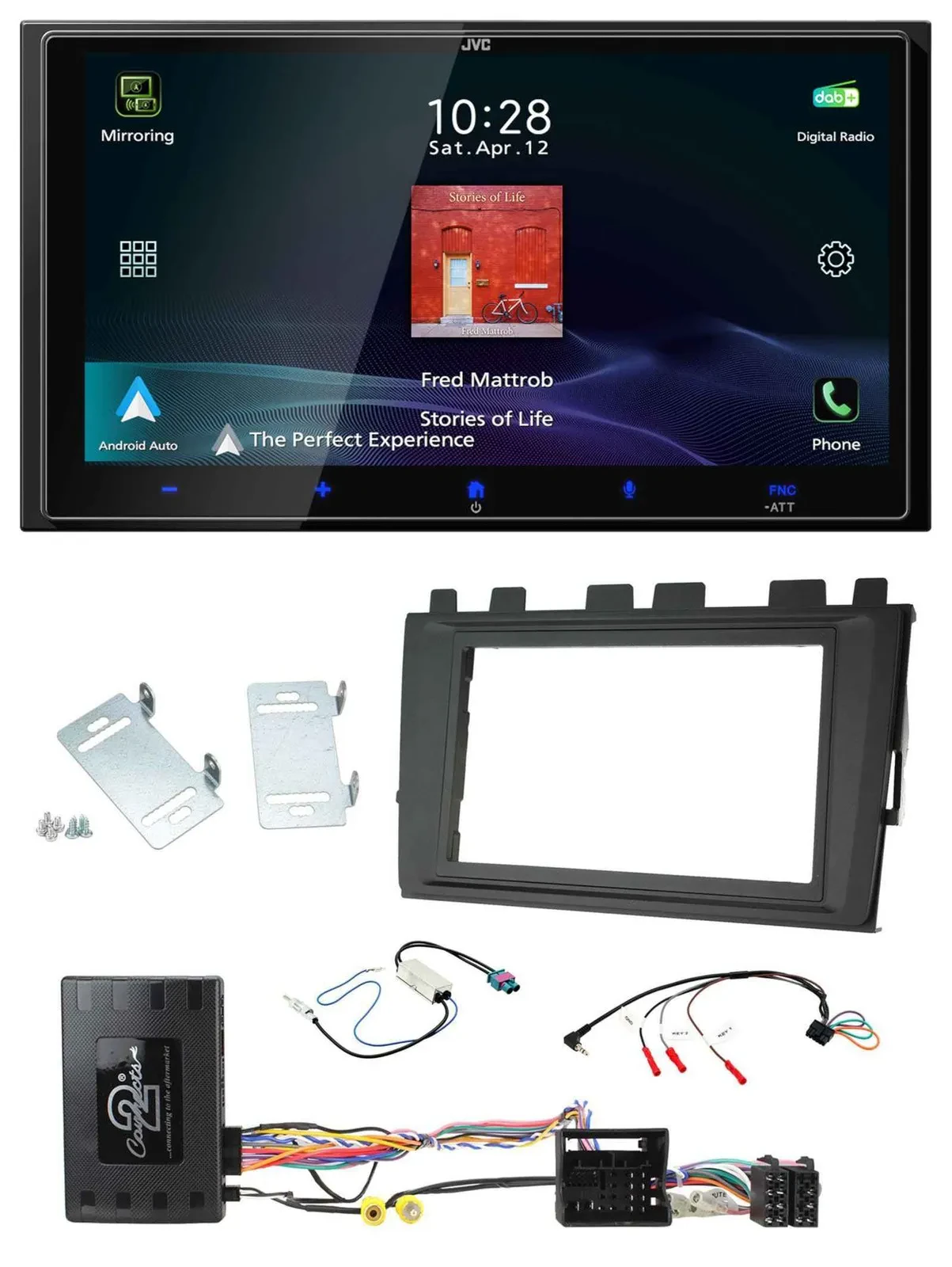 JVC USB Bluetooth 2DIN DAB Lenkrad Autoradio für VW Polo ab 2018 MIB II Infoadap