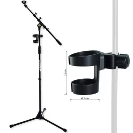 Стойка для микрофона keepdrum MS106 BK черная, с держателем для напитков