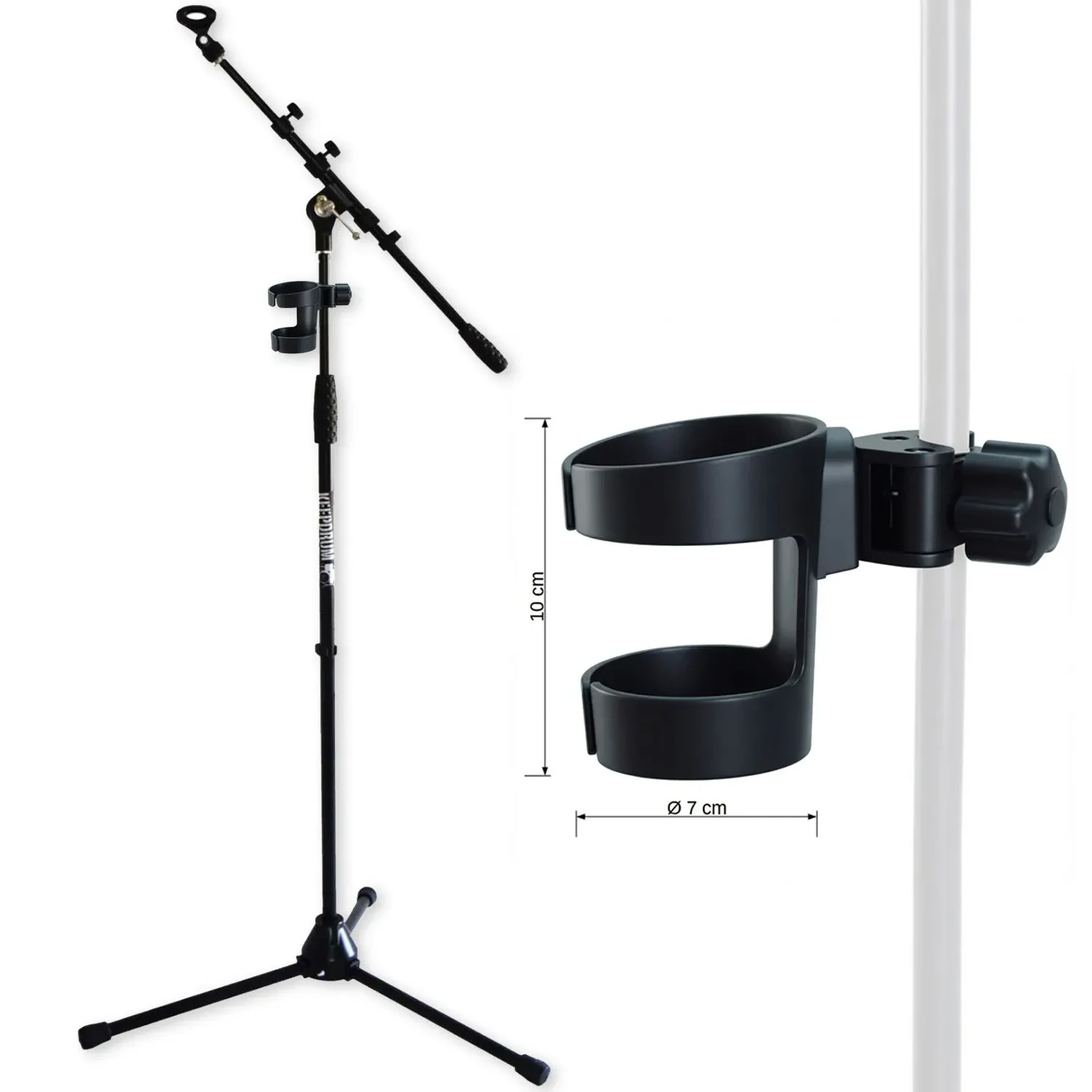 Стойка для микрофона keepdrum MS106 BK черная, с держателем для напитков
