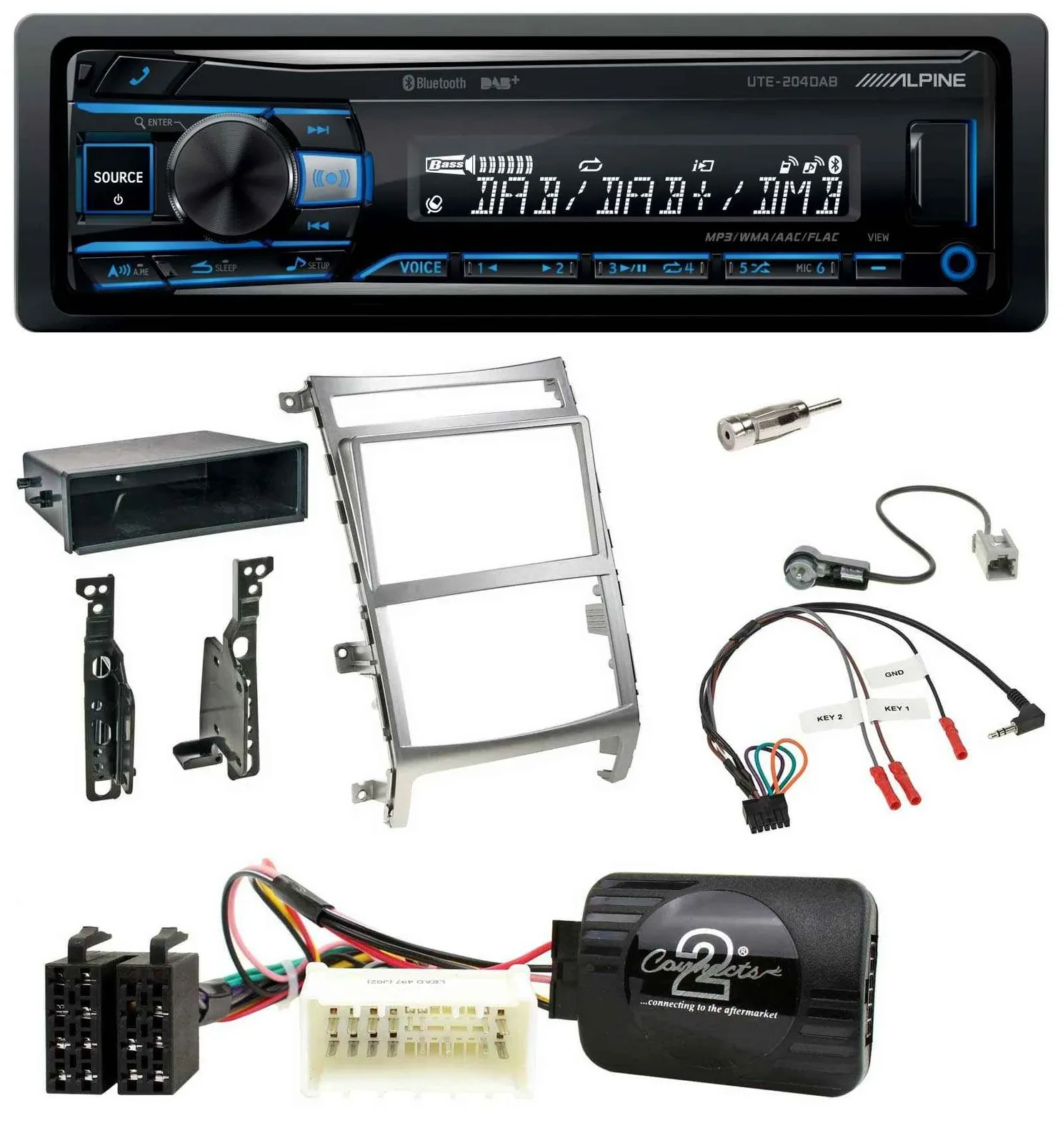 Автомагнитола для Hyundai IX55 2009–2012 Alpine USB, Bluetooth, DAB, серебристая