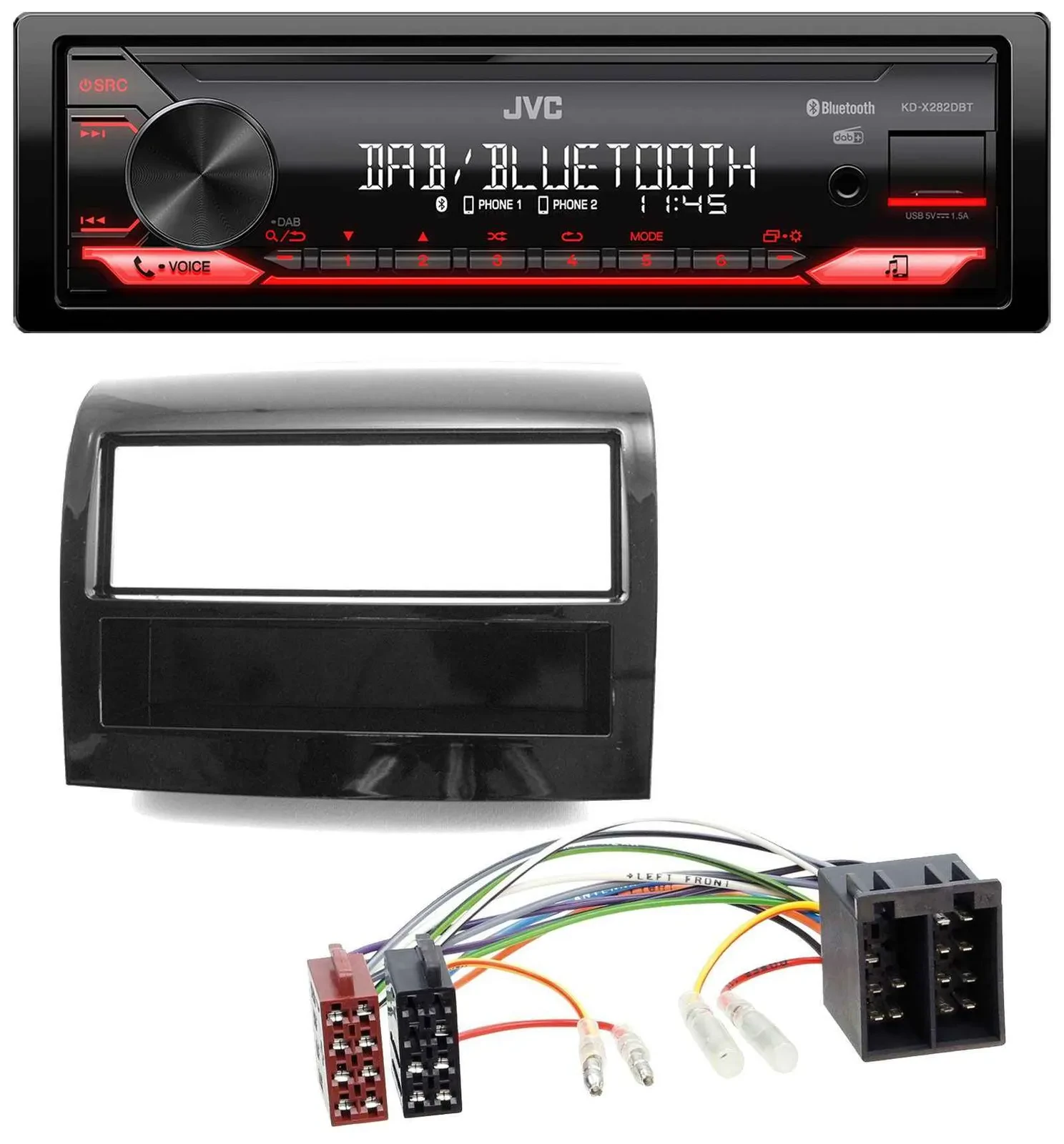JVC Bluetooth USB DAB MP3 Autoradio für Fiat Ducato 2011-2021 piano schwarz