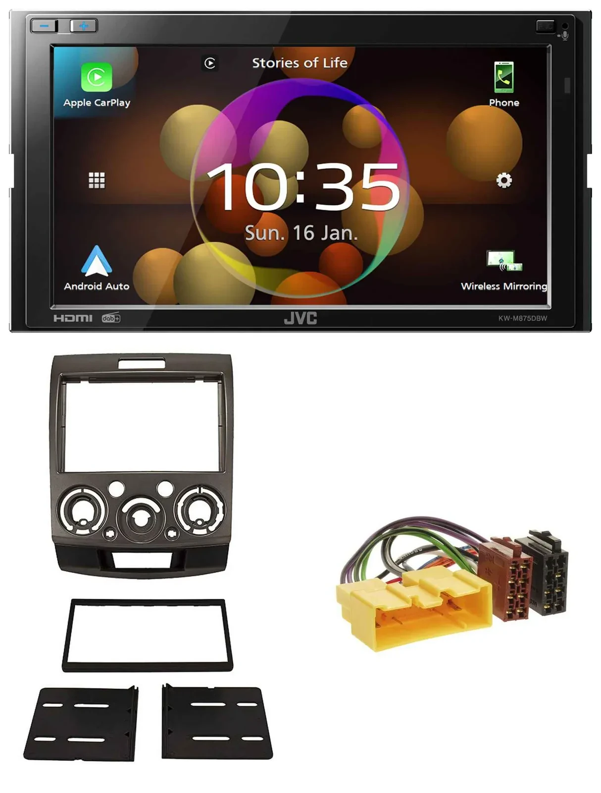 Автомагнитола для Ford Ranger / Mazda BT-50 (с 2006) JVC DAB, MP3, 2-DIN, Bluetooth, USB