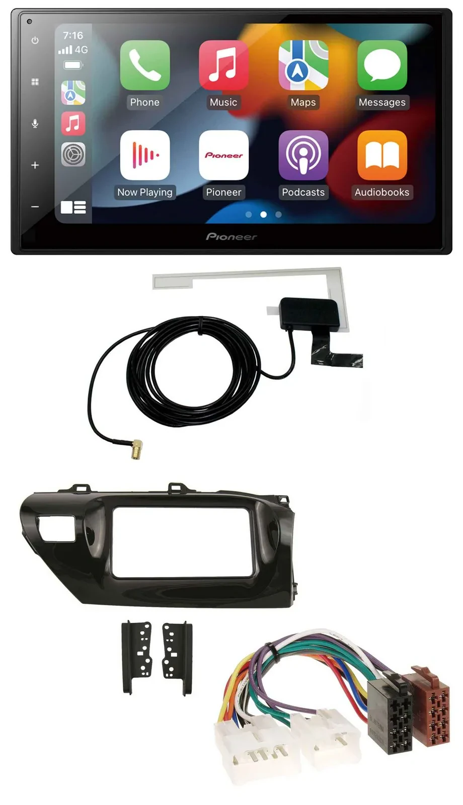 Автомагнитола для Toyota Hilux (2015–2020) Pioneer 2DIN, DAB, Bluetooth, USB, MP3