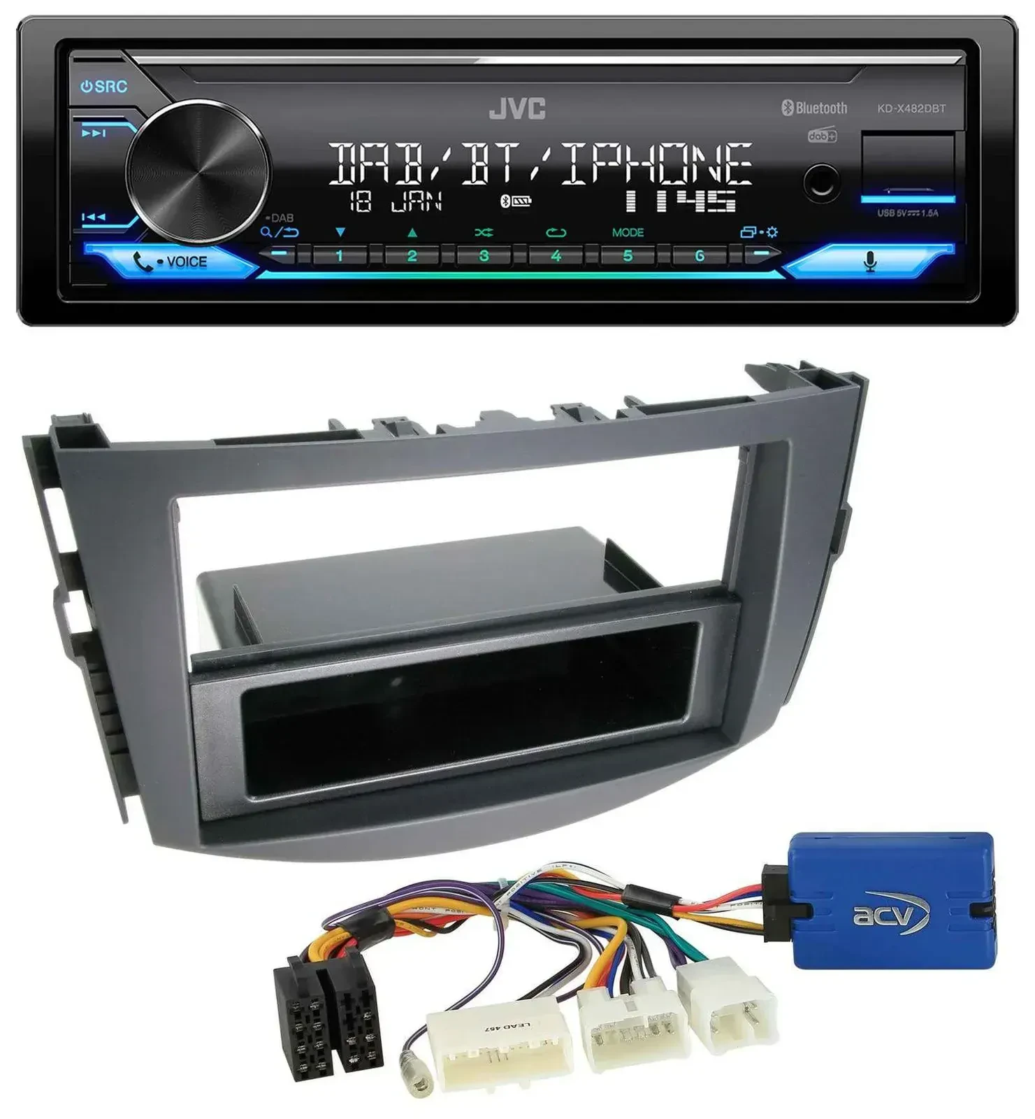 Автомагнитола для Toyota RAV4 (2011–2013) JVC Bluetooth, DAB, USB, MP3, 28-pin