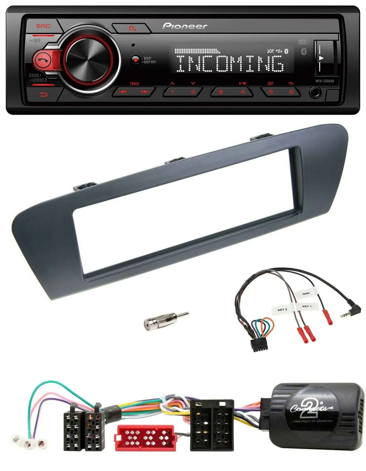 Pioneer Bluetooth USB DAB Lenkrad Autoradio für Renault Grand Scenic ISO ab 2009