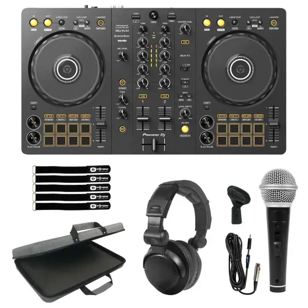 DJ-контроллер с джогом Pioneer DDJ-FLX4 Black с аксессуарами