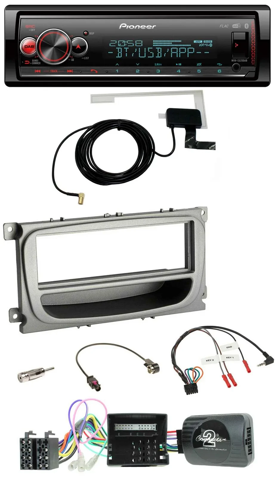 Pioneer Bluetooth DAB USB Lenkrad Autoradio für Ford S-Max Mondeo Can 07-14 Abla