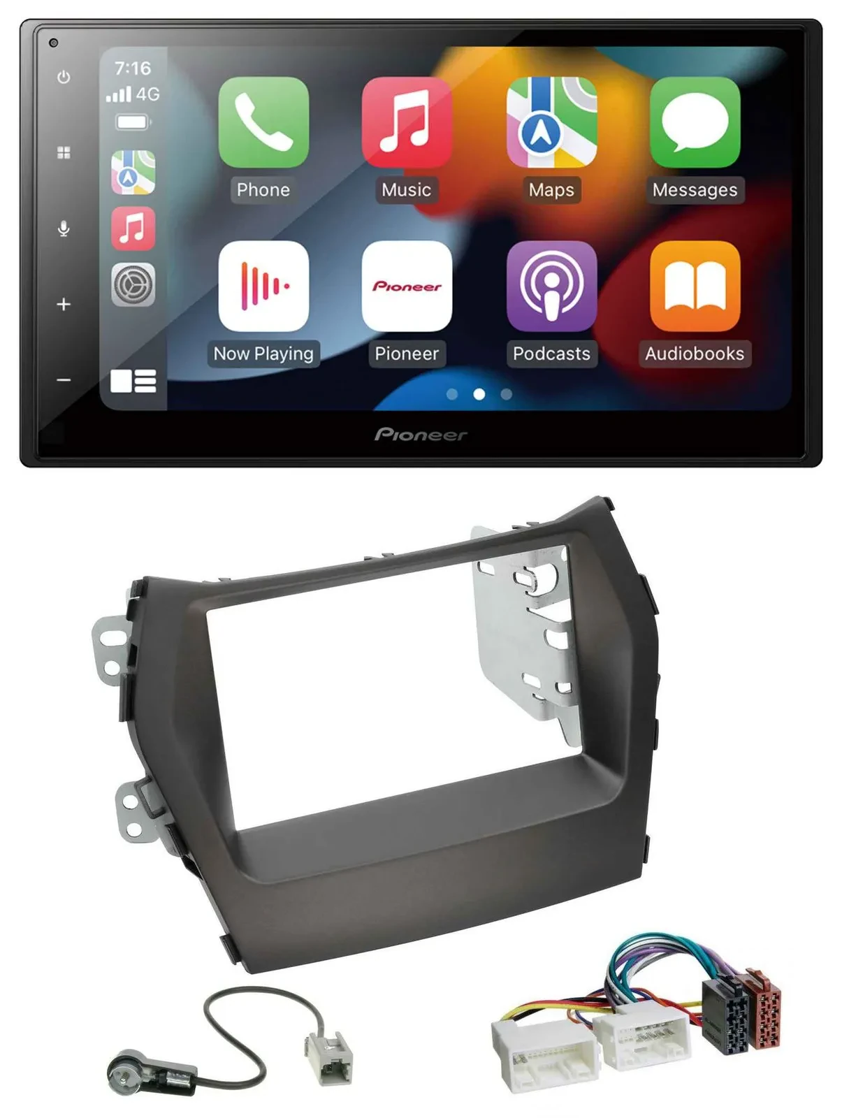 Автомагнитола для Hyundai Santa Fe (с 2012, без навигации) Pioneer 2DIN, DAB, Bluetooth, USB, MP3