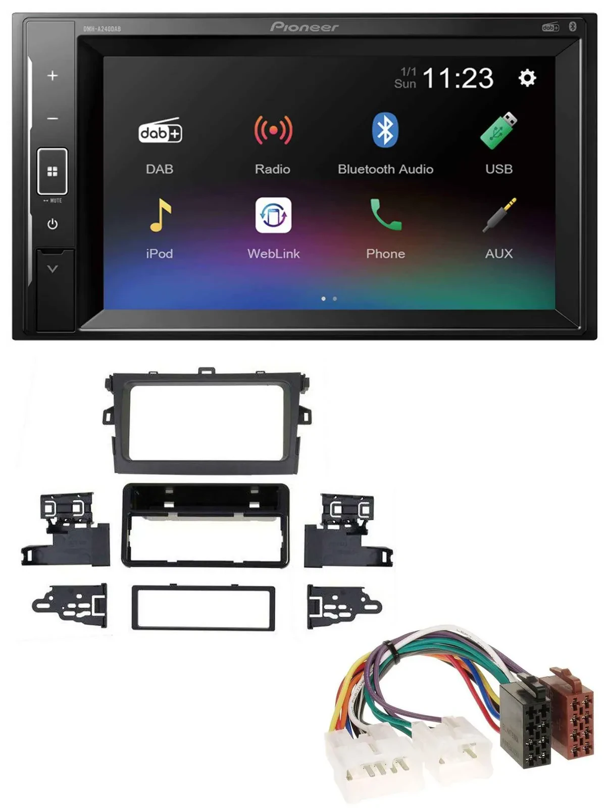 Pioneer DAB MP3 2DIN Bluetooth USB Autoradio für Toyota Corolla 2009-2013 silber