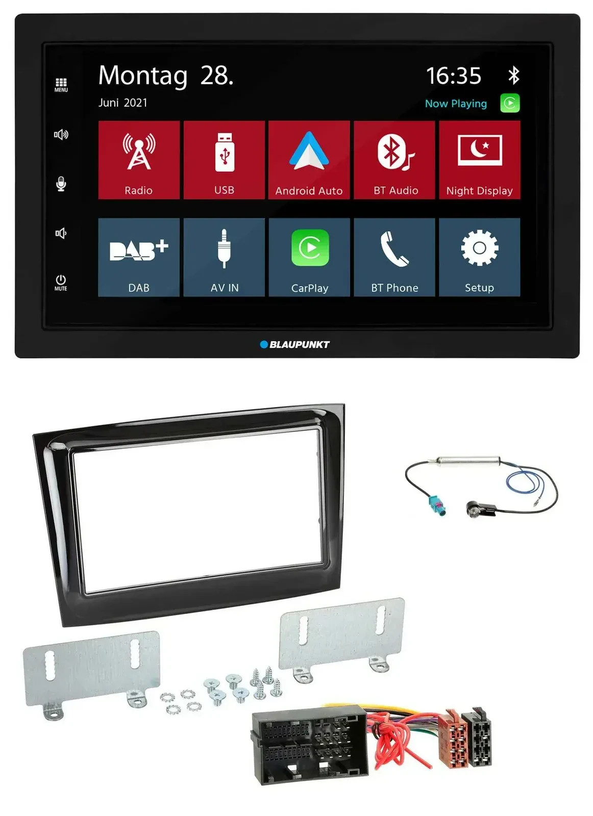 Blaupunkt MP3 Bluetooth DAB 2DIN USB Autoradio für Fiat Doblo ab 2015 piano schw