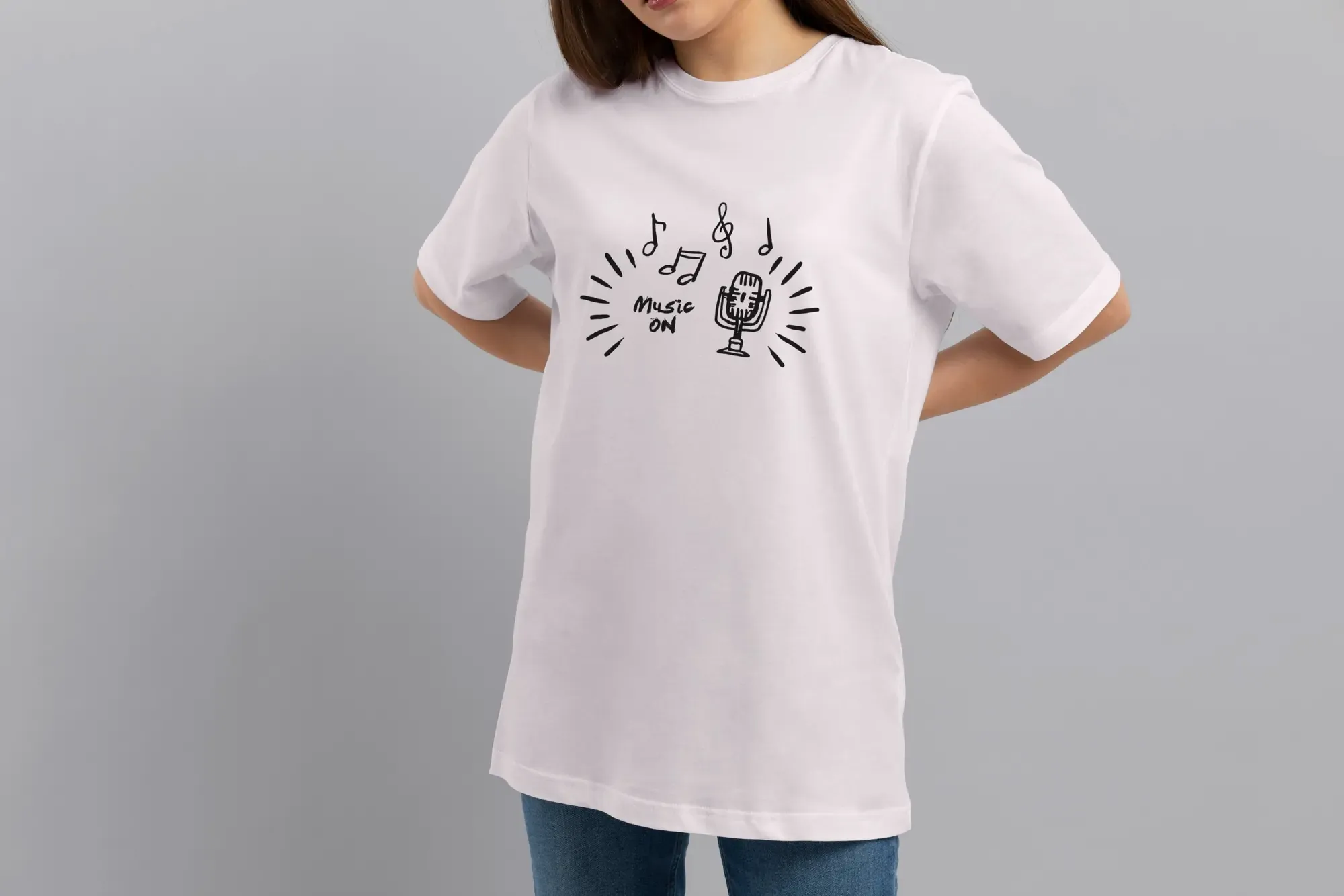 Футболка Popmerch MWXL73 "Microphone Music On" белая, мужская, размер XL