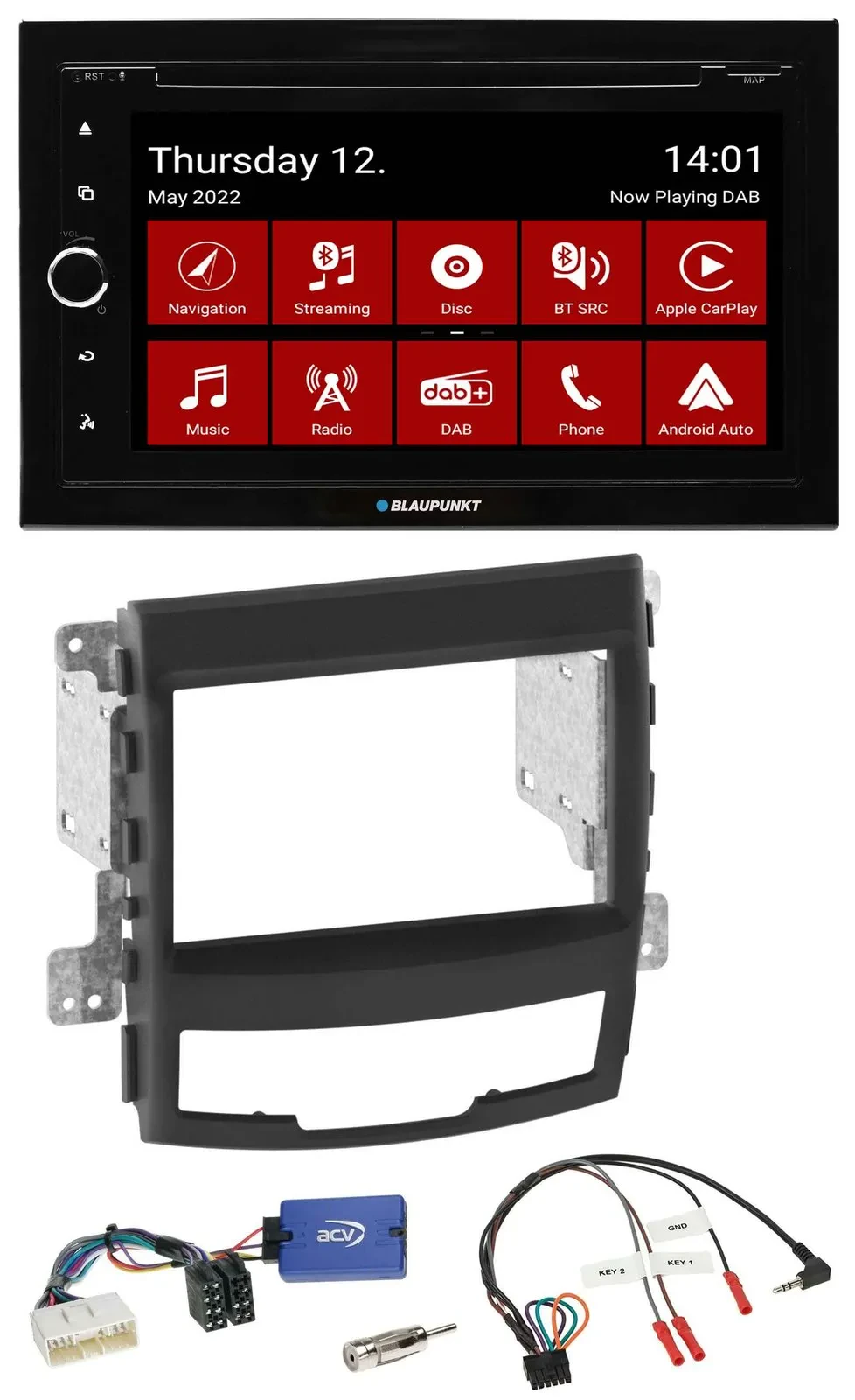 Автомагнитола для SsangYong Korando Blaupunkt 2DIN, навигация, Bluetooth, USB, DAB, TMC