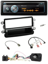 Pioneer Lenkrad DAB USB CD Bluetooth Autoradio für Dacia ab 2012 piano schwarz
