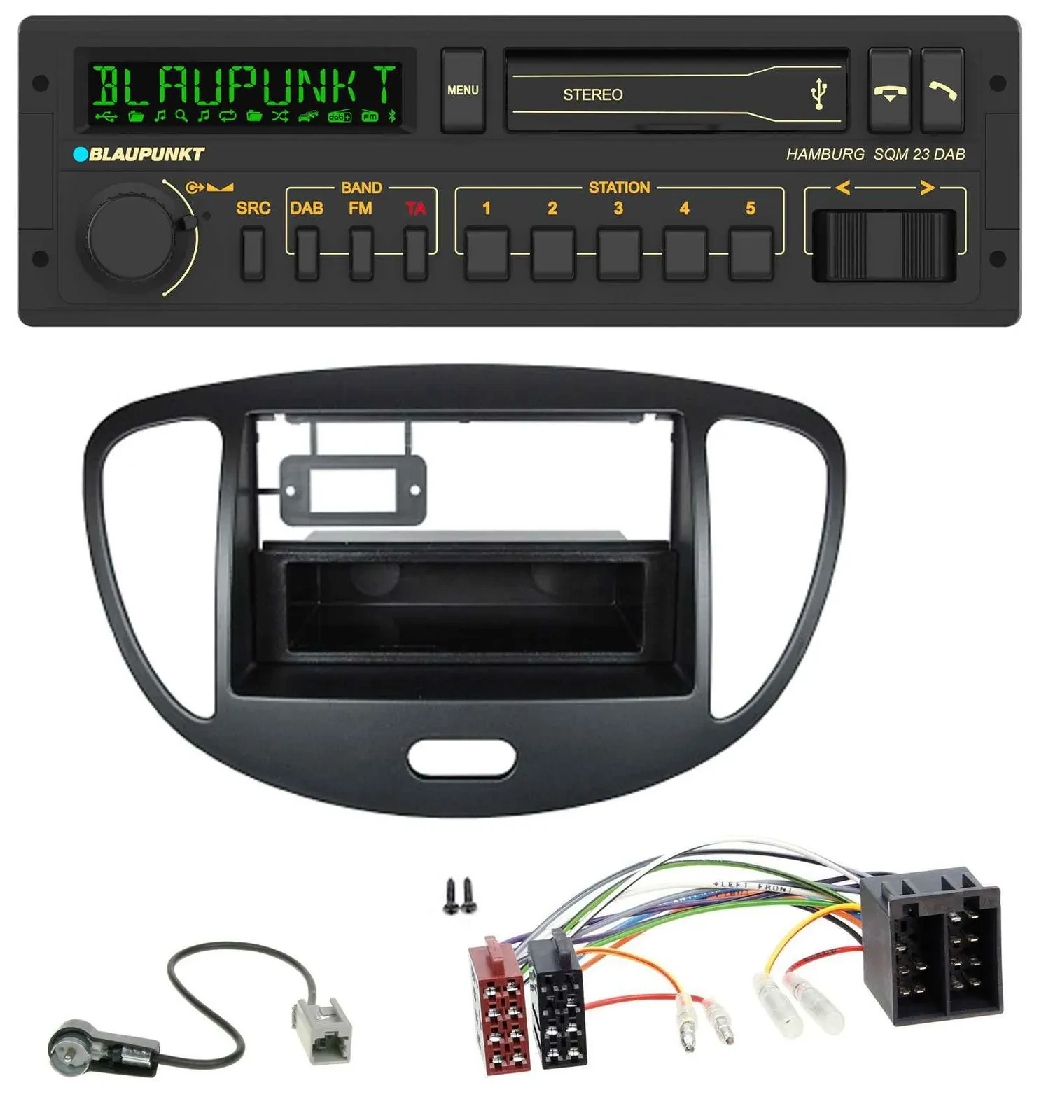 Blaupunkt USB DAB Bluetooth MP3 Autoradio für Hyundai i10 (2008-2013) schwarz
