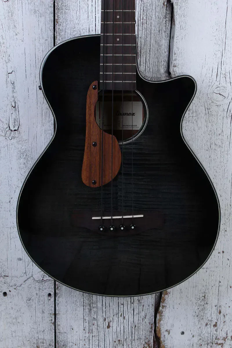 Ibanez AEGB25E 4 String Acoustic Electric Bass Guitar Transparent Black Sunburst
