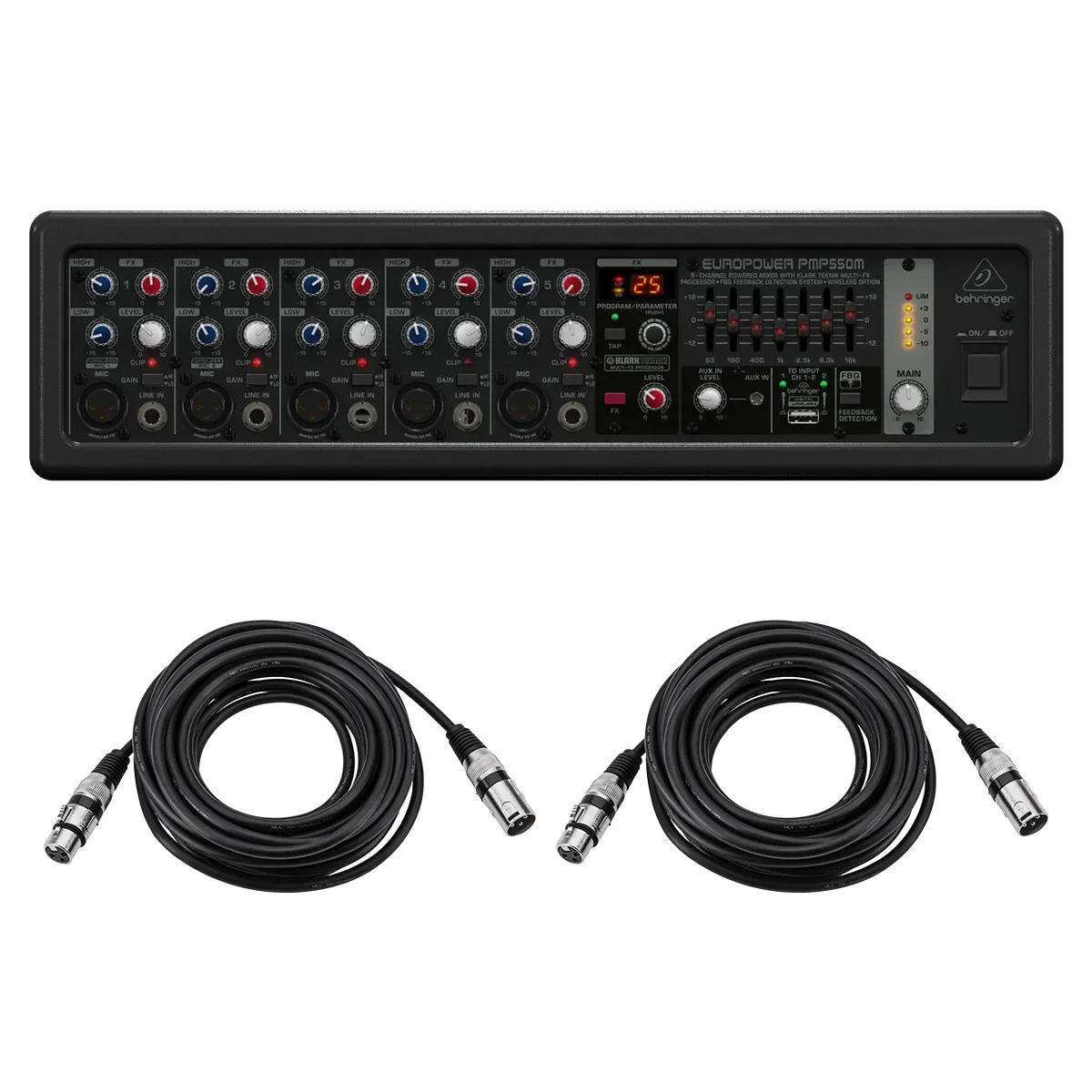 Микшер с усилителем Behringer PMP550M EUROPOWER с кабелями