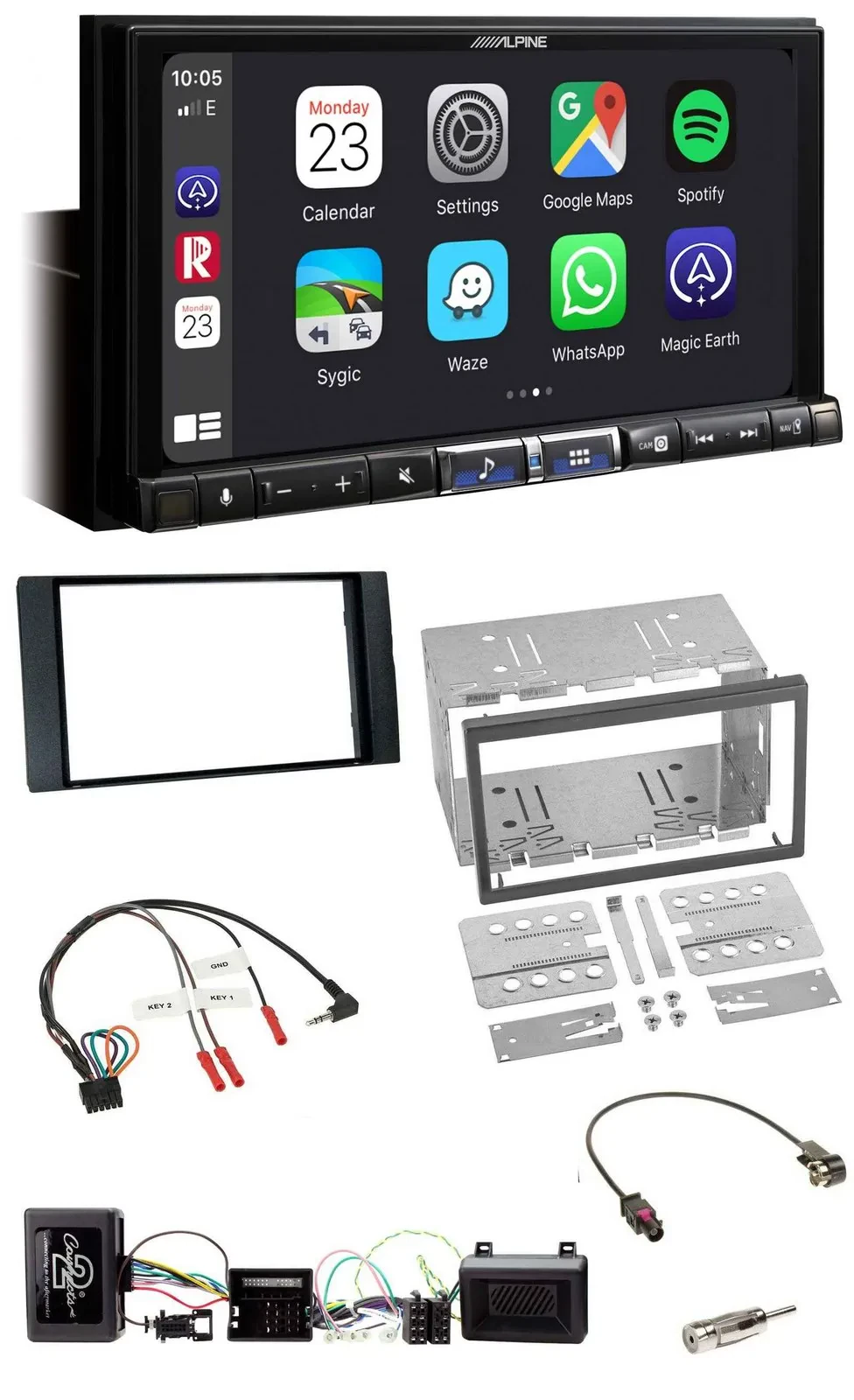 Alpine 2DIN DAB USB Lenkrad Bluetooth Autoradio für Ford Kuga 2008-12 schwarz
