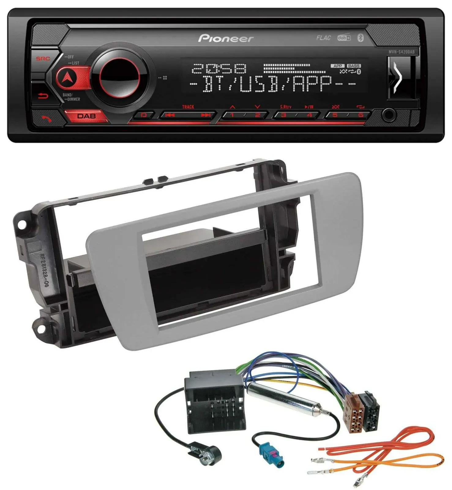 Pioneer MP3 USB DAB Bluetooth Autoradio für Seat Ibiza (ab 08) - dublingrau