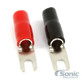 Pair of 8 Gauge Nickel Plated Spade Terminals, #8 Opening (Belva BST808)